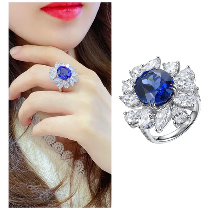 Anillo de compromiso MUSHAN de plata de ley 925 con zafiro rojo creado, corte cojín, chapado en oro de 18 quilates, diseño clásico para mujer