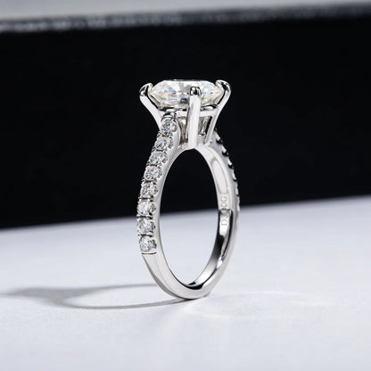 Anillo de compromiso de plata de ley 925 de MUHAN Luxury Jewelry, anillo de diamantes de moissanita con certificado GRA para mujer, color D, joyería fina