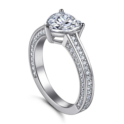 MuShan Jewelry 925 Sterling Silver Rings Bands Engagement Ring 7A Cubic Zirconia Rings Bands Dainty Anniversary  Women Gift
