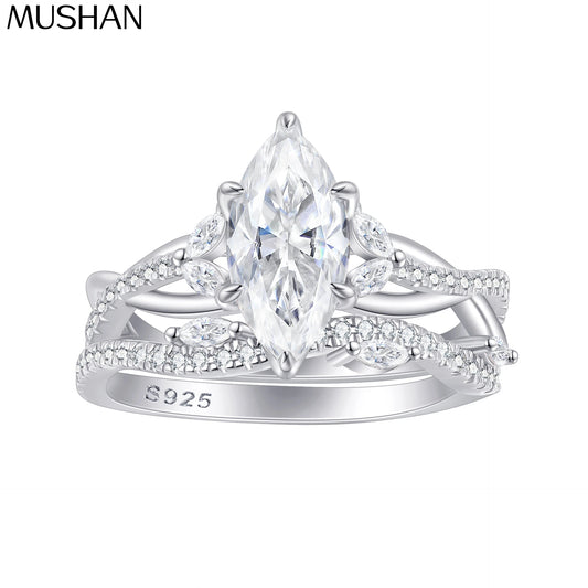 Bague MuShan Designer Jewelry en argent sterling 925, zirconium rond 7A, idéale pour petite amie, plaquée or 18 carats, bijou raffiné