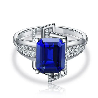 Bague MUSHAN personnalisée en argent sterling 925, bague de promesse pour femme avec saphir bleu ovale créé en laboratoire, bague anniversaire plaquée or 18K
