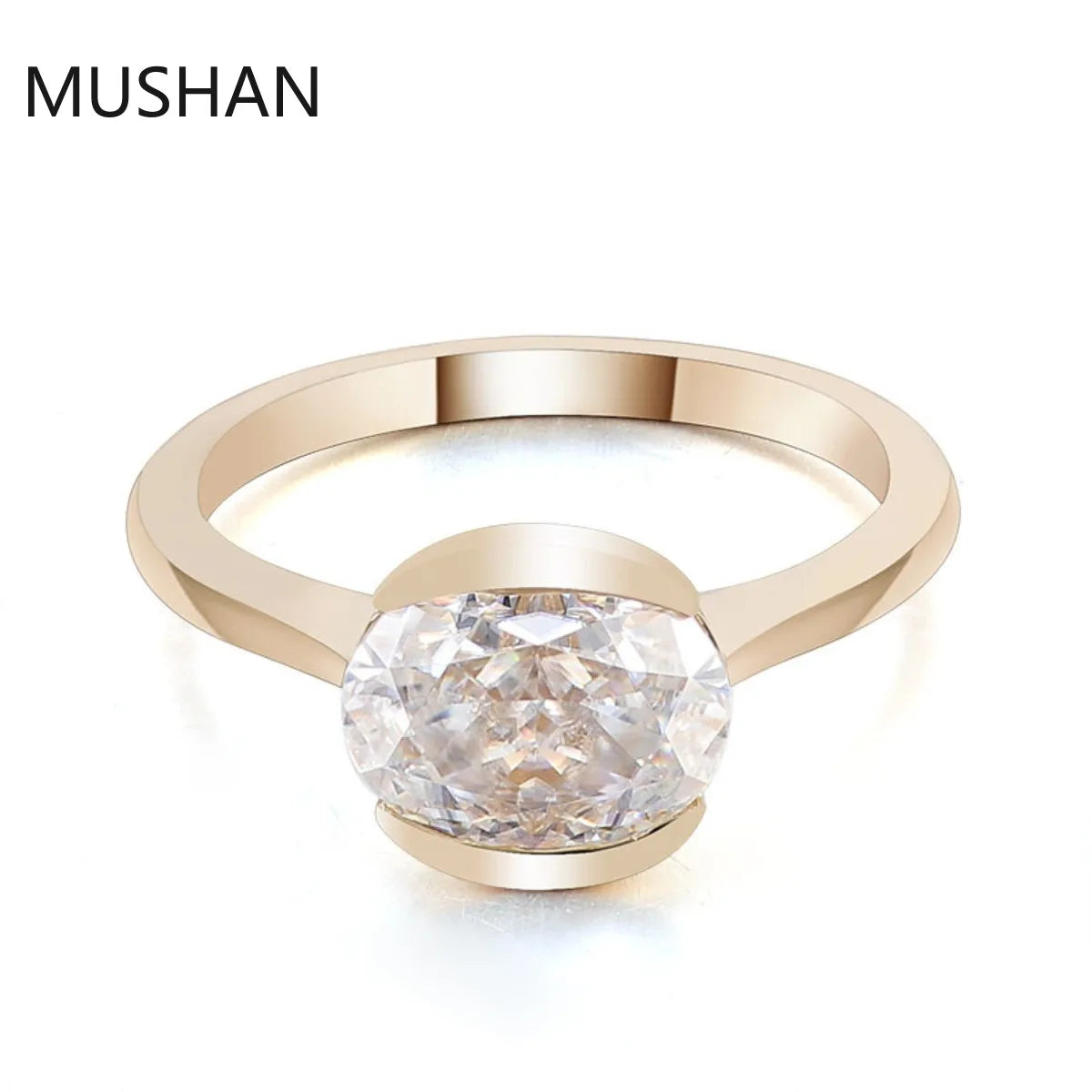 MUSHAN Luxury Custom Designer 14K 18K Gold Rings Band Jewelry Moissanite Diamond Bridal Party Wedding Ring Jewelry For Women
