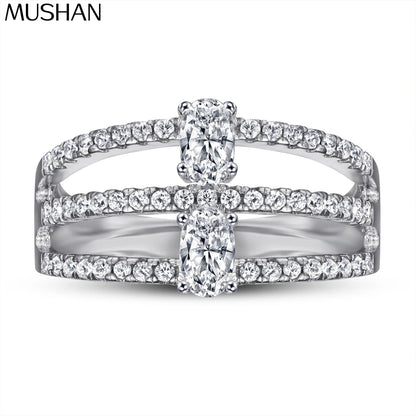 MuShan Designer Jewelry 925 Sterling Silver Ring Zircon 5A Grade Triangle Formal for Bride Real Gold Plated Fine Jewelry Rings
