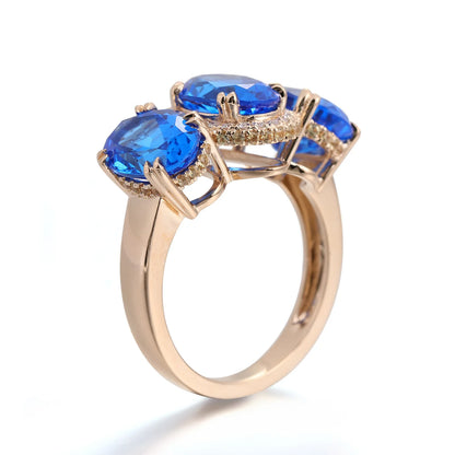 MUSHAN Custom Jewelry 10k 14k 18k Gold PT950 s925 Silver Ring Lab Grown Cobalt Sapphire Wedding Ring for Women 18K Gold Jewelry