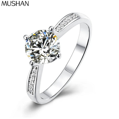 MuShan Luxury Jewelry 925 Sterling Silver Ring VVS Moissanite Luxury Ring for Fiancee 18K Real Gold Plated MST Patent Rings