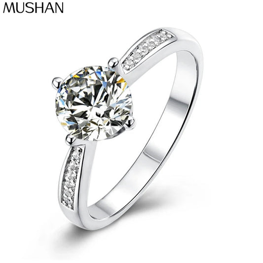 MuShan Luxury Jewelry 925 Sterling Silver Ring VVS Moissanite Luxury Ring for Fiancee 18K Real Gold Plated MST Patent Rings