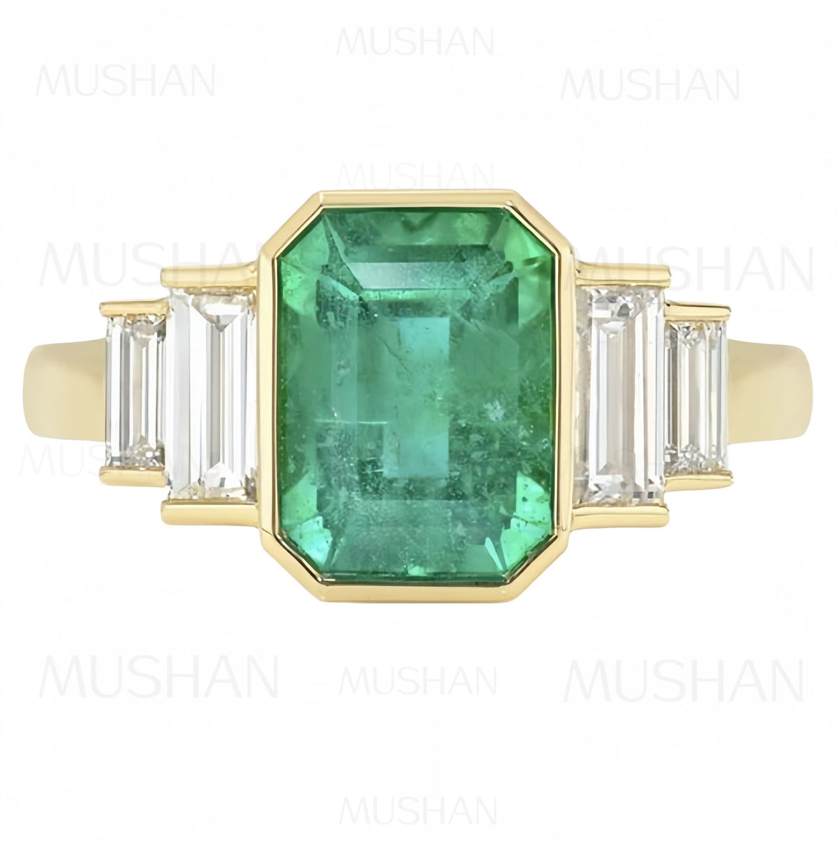 MUSHAN Custom Jewelry 925 Sterling Silver Ring Band Lab Grown Ruby Emerald Sapphire Ring for Women 18K Gold Plated Wedding Rings