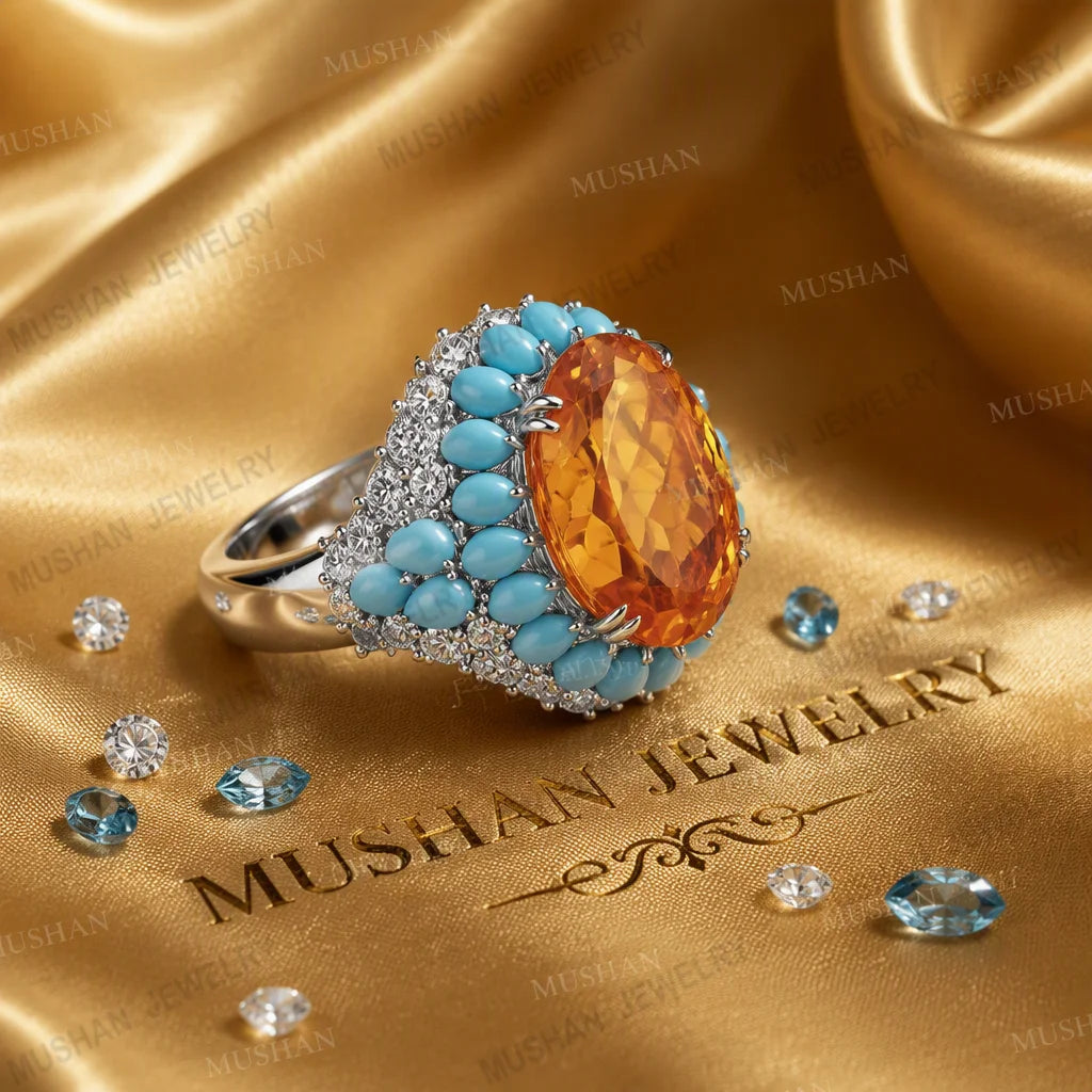 MuShan Jewelry Manufacturer 925 Sterling Silver Rings Band for Women Luxury HCD Gemstones s925 Silver Ring Jewelry Accessories