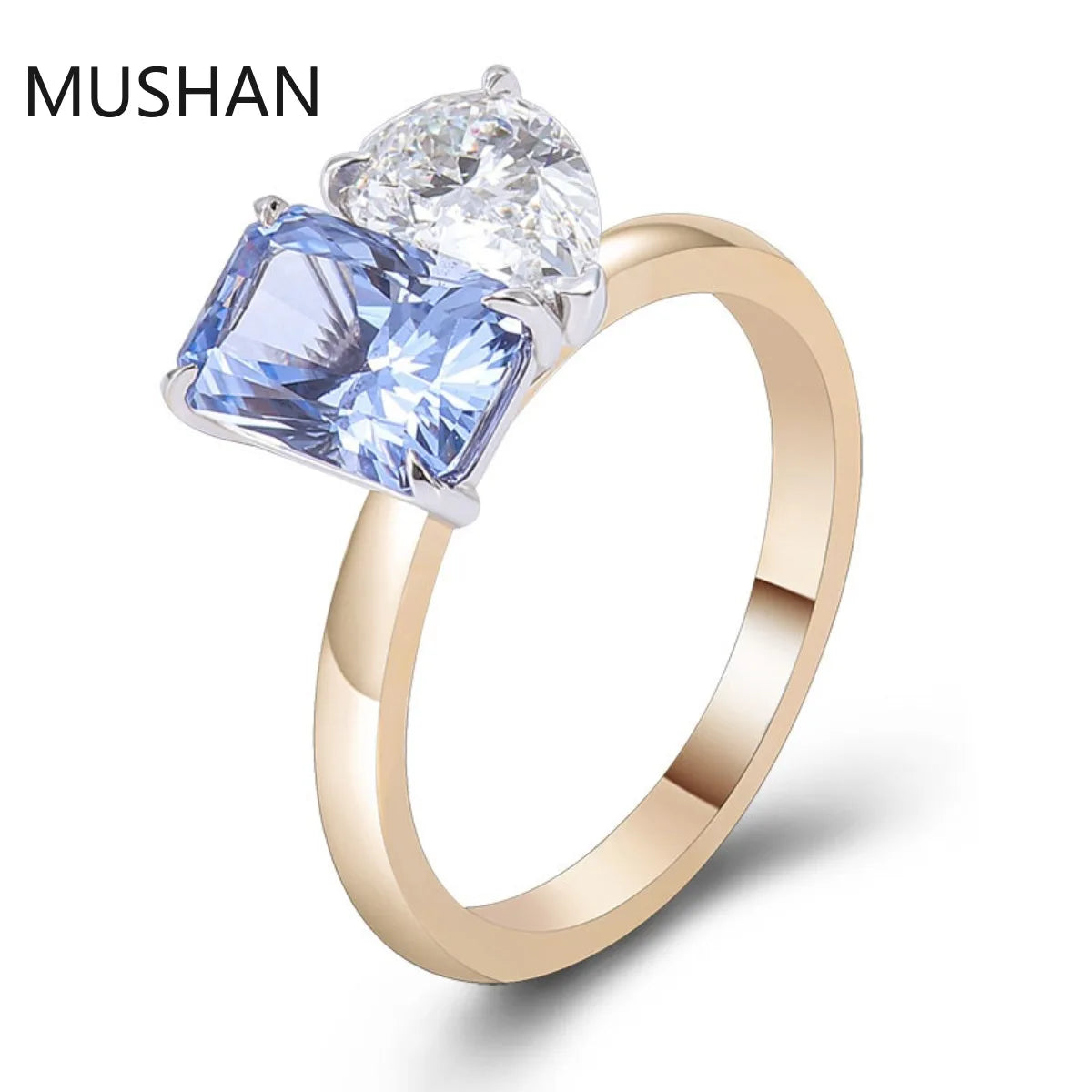 MUSHAN Luxury Custom 14K 18K Gold Rings Band Jewelry With Moissanite Diamond Lab Grown Gemstones Diamond Wedding Ring For Women