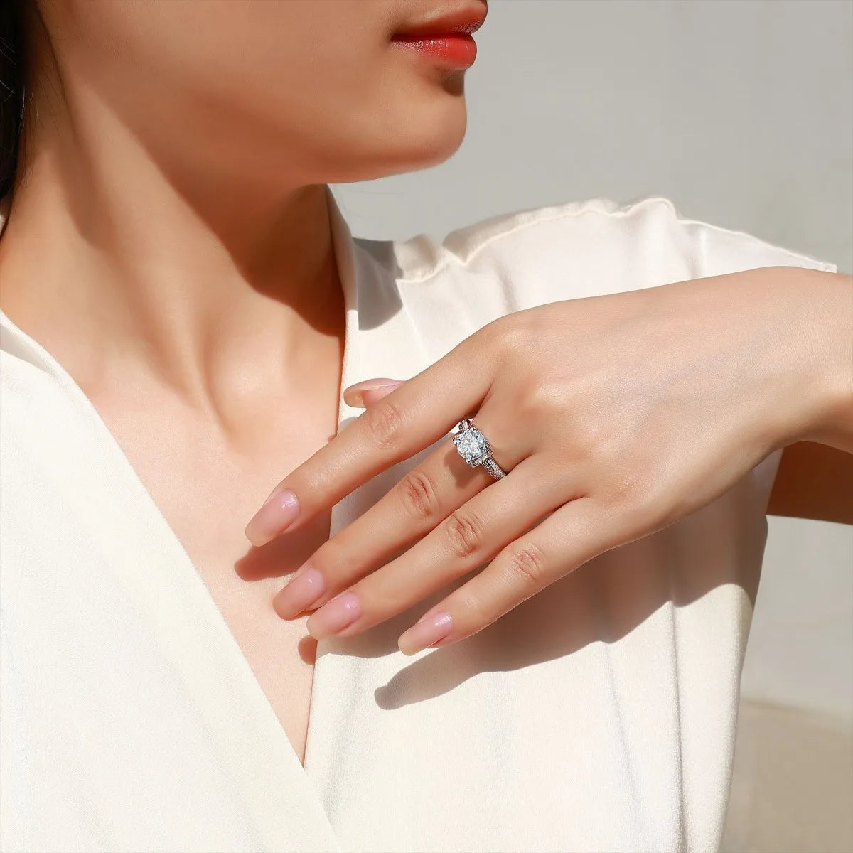 Anillo de plata de ley 925 MUSHAN Luxury Jewelry para mujer, con diamante de moissanita color D certificado por GRA, joyería fina.