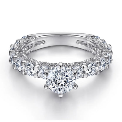 MuShan Jewelry 925 Sterling Silver Timeless Rings Bands Ring 5A Cubic Zirconia Rings Bands Engagement Anniversary  Women Gift