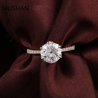 MUSHAN Bague de luxe personnalisée en or 14K 18K avec diamant moissanite et pierres précieuses de laboratoire, alliance pour femme