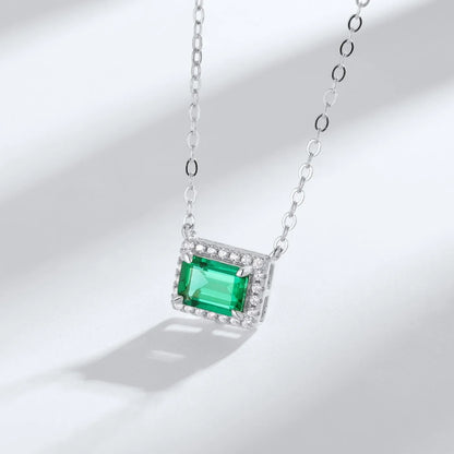 MUSHAN Luxury Jewelry 925 Sterling Silver Chain Pendant Necklace Lab Grown Emerald Ruby Gemstones Necklaces Pendants GRC Jewelry