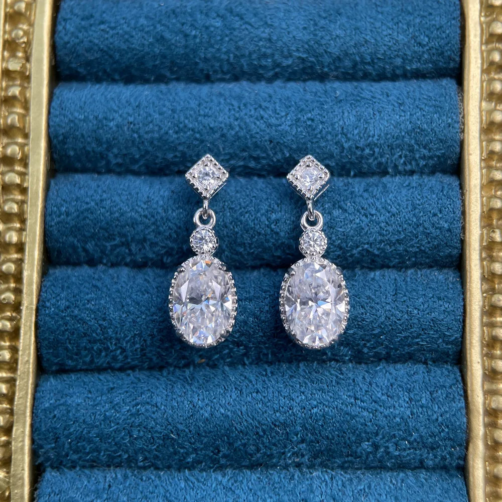 MuShan Brand Jewelry 925 Sterling Silver Earring D Color Moissanite Birthday for Mom Platinum Plated MST Patent Earrings