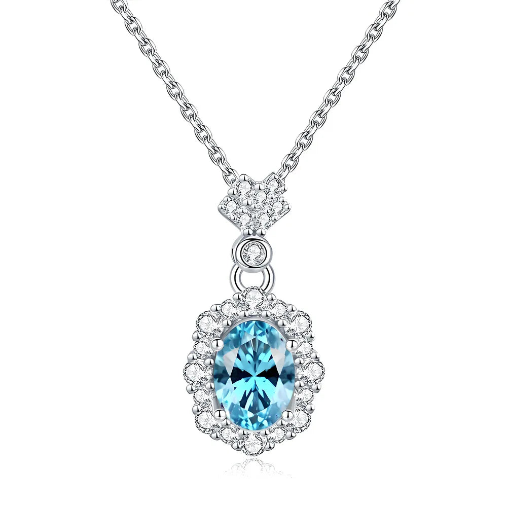 MuShan Jewelry 925 Sterling Silver Necklace Pendant Chain HCD Diamonds Anniversary Gift Luxury Jewelry Women Necklaces Jewelry