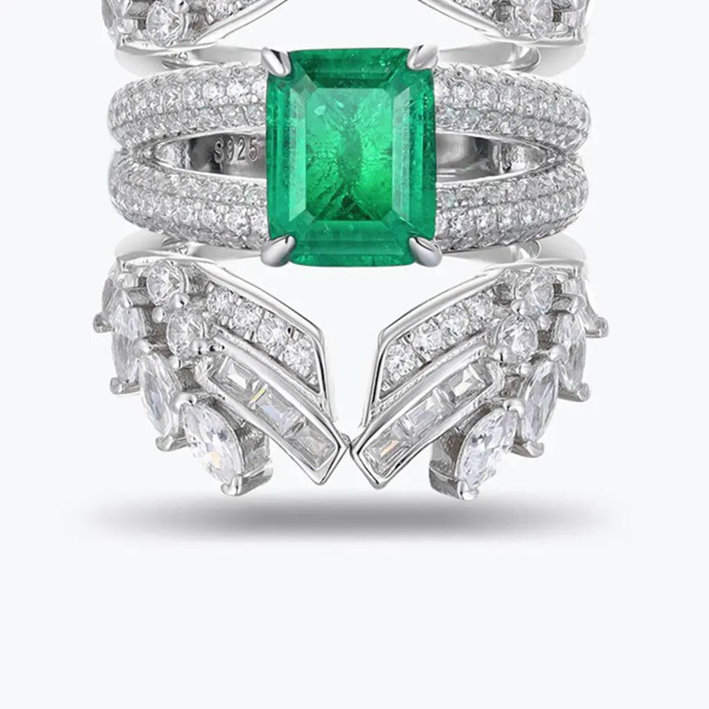 Anillo de plata de ley 925 de MuShan Luxury Jewelry, anillo radiante y elegante con rubí cultivado en laboratorio para mujer, anillos de aniversario chapados en oro de 18 quilates
