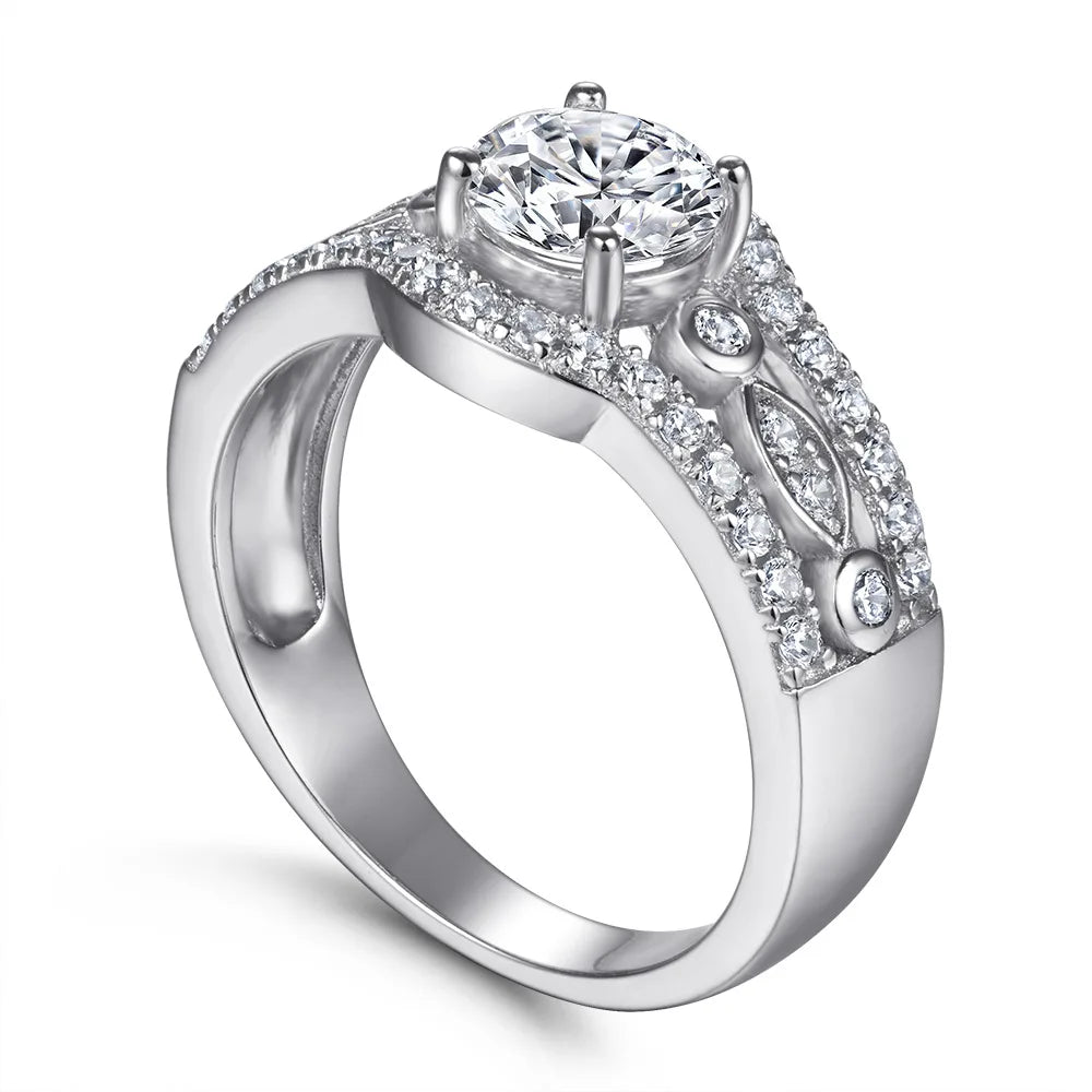 MuShan Jewelry 925 Sterling Silver Rings Bands Rings Bands Ring 5A Cubic Zirconia Valentine Engagement Anniversary  Women Gift