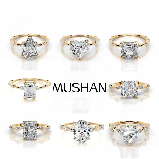 Mushan Luxury Jewelry S 925 Sterling Silver Set With Moissanite D Color 2 Ct Wedding Ring With Certificate Light Luxury Ring