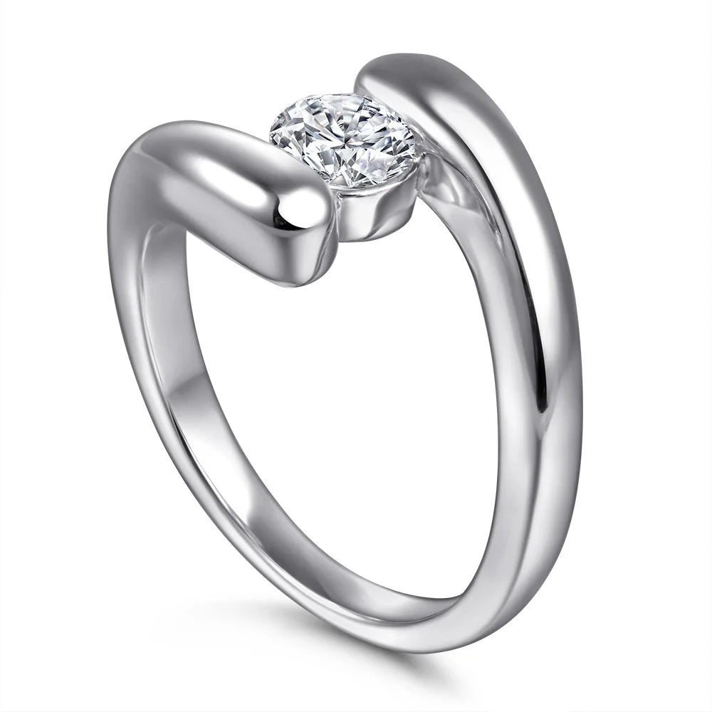 MuShan Jewelry 925 Sterling Silver Timeless Engagement Ring 5A Cubic Zirconia  Women Rings Bands Anniversary  Women Gift