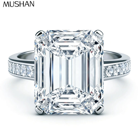 MUSHAN Luxury Jewelry925 Sterling Silver Ring VVS Moissanite Present Ring for Her 18K Gold Plated MST Patent Fine Jewellery