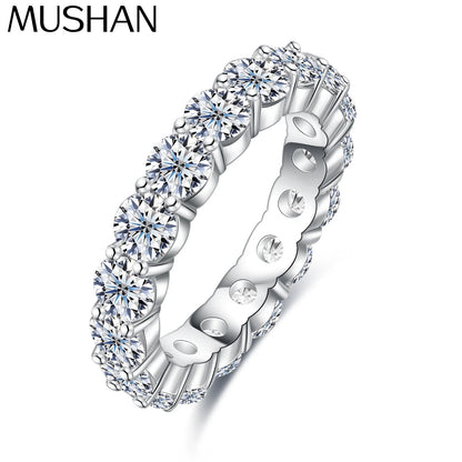 Bague en argent sterling 925 MuShan Designer Jewelry, bague unique en moissanite pour conjoint, plaquée or véritable 18 carats, bague fine brevetée MST