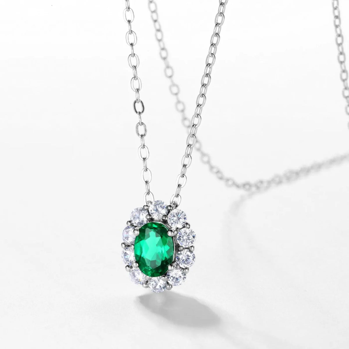 MUSHAN Luxury Jewelry 925 Sterling Silver Chain Pendant Necklace Lab Grown Emerald Ruby Gemstones Necklaces Pendants GRC Jewelry
