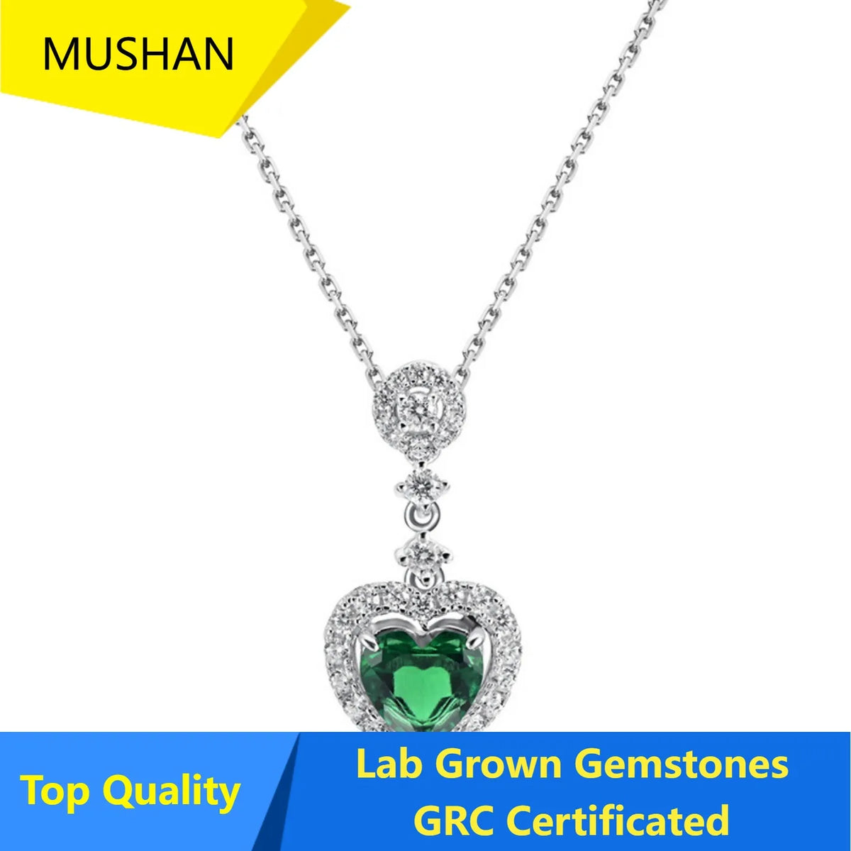 MUSHAN Luxury Jewelry 925 Sterling Silver Chain Pendant Necklace Lab Grown Emerald Ruby Gemstones Necklaces Pendants GRC Jewelry