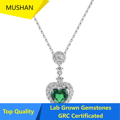 MUSHAN Luxury Jewelry 925 Sterling Silver Chain Pendant Necklace Lab Grown Emerald Ruby Gemstones Necklaces Pendants GRC Jewelry