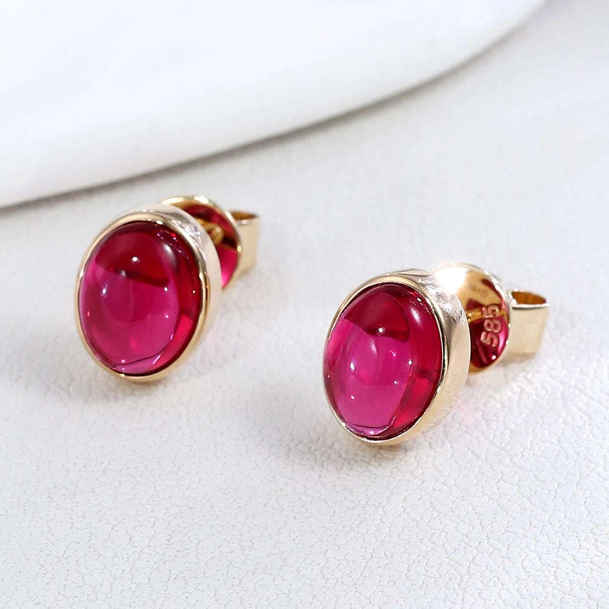 MUSHAN Custom Jewelry 10k 14k 18k Gold Stud Earrings Luxury Lab Grown Ruby Women Wedding Anniversary Earrings Stud Ear Pin Jewel