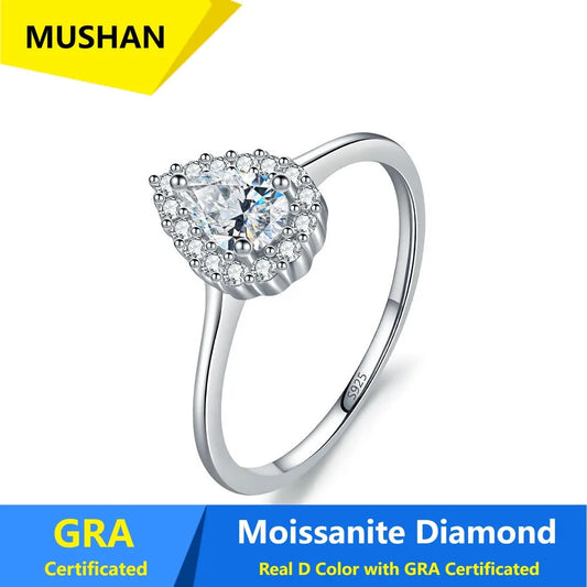 MUSHAN Luxury Jewelry 925 Sterling Silver Ring Band Women GRA Certificated Moissanite Diamond Emerald D Color Rings Fine Jewelry