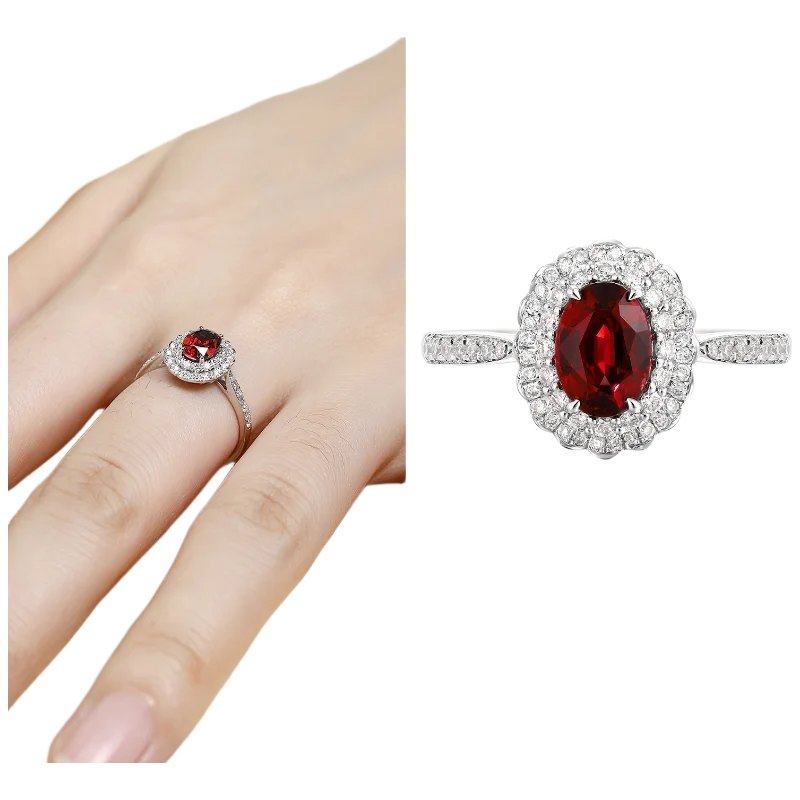 MUSHAN Custom Jewelry 925 Sterling Silver Ring Lab Red Emerald Heart Romantic Gift for Women 18K Gold Plated Anniversary Rings