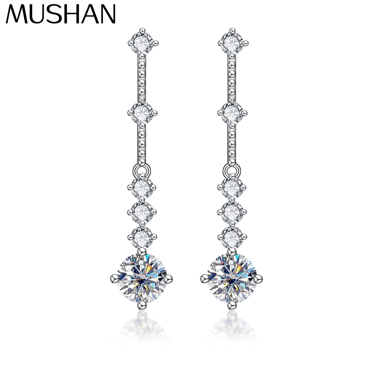 MuShan Designer Jewelry 925 Sterling Silver Ear Line Moissanite Party Platinum Plated for Girlfriend MST Patent Earrings