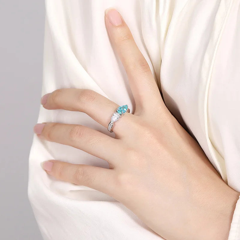 Bague MUSHAN personnalisée en argent sterling 925 avec émeraude bleue de laboratoire, ronde, pour mariage et fête, pour femme, plaquée or 18 carats, bague d'anniversaire