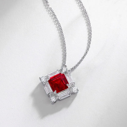 MUSHAN Luxury Jewelry 925 Sterling Silver Chain Pendant Necklace Lab Grown Emerald Ruby Gemstones Necklaces Pendants GRC Jewelry