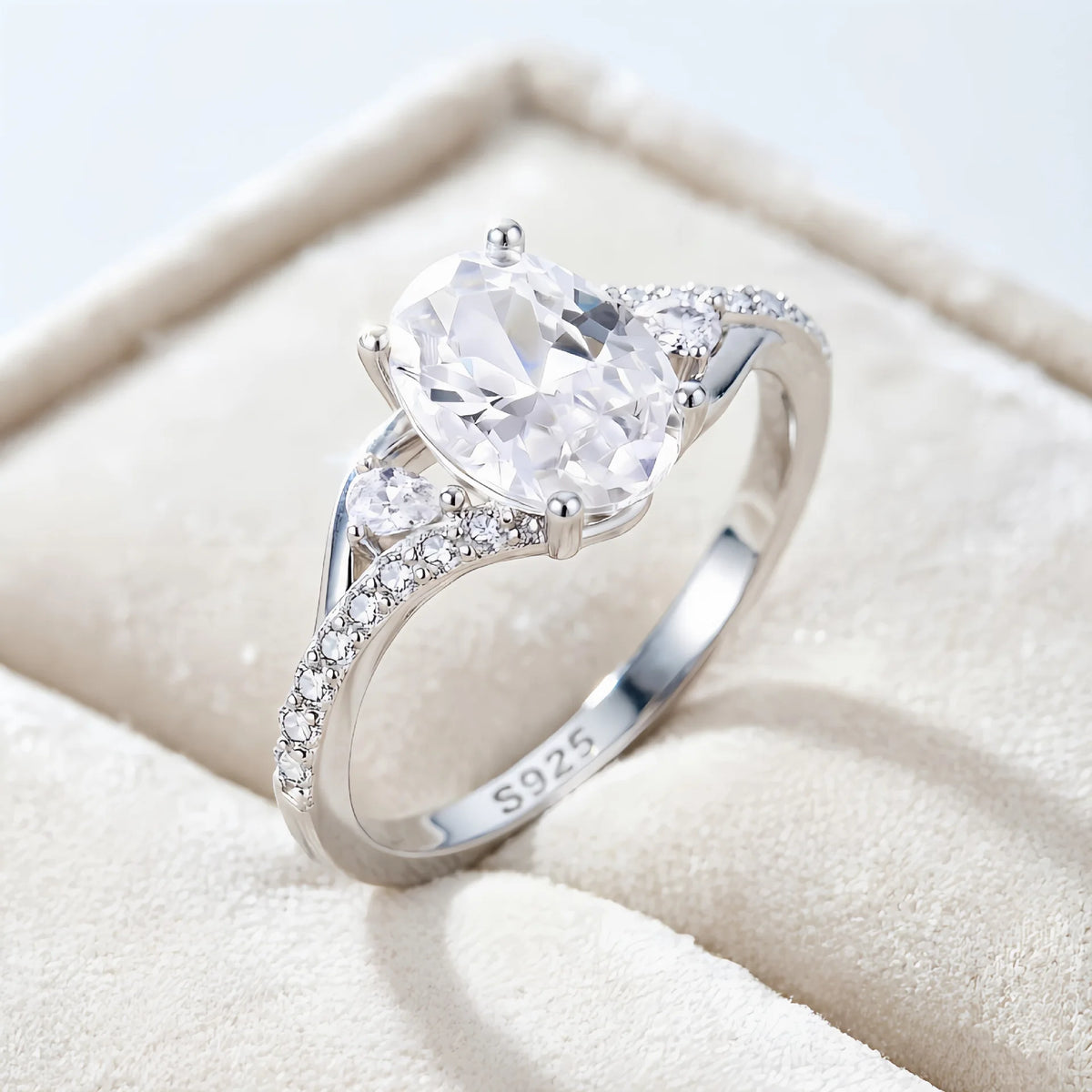 Anillo de plata de ley 925 marca MuShan, con circonita de grado 5A, estilo princesa romántico para chicas, chapado en rodio, joyería fina.