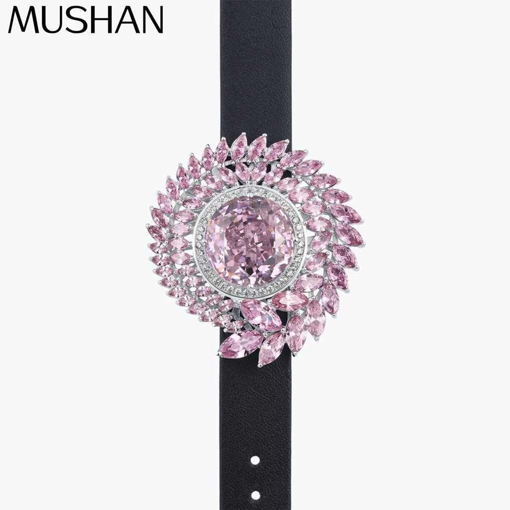 Pulsera de tenis romántica de plata de ley 925 de MuShan Jewelry, con circonita 7A, para compromiso y aniversario de mujer