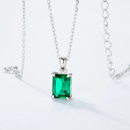 MUSHAN Luxury Jewelry 925 Sterling Silver Chain Pendant Necklace Lab Grown Emerald Ruby Gemstones Necklaces Pendants GRC Jewelry