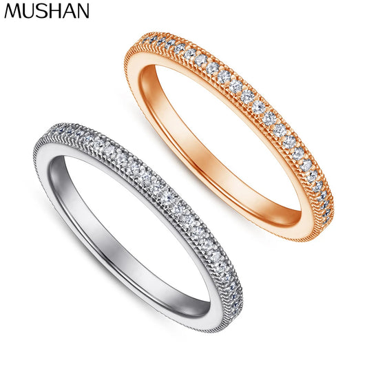 MuShan Jewelry 925 Sterling Silver Rings Bands Engagement Ring 7A Cubic Zirconia Romantic Anniversary Rings Bands  Women Gift