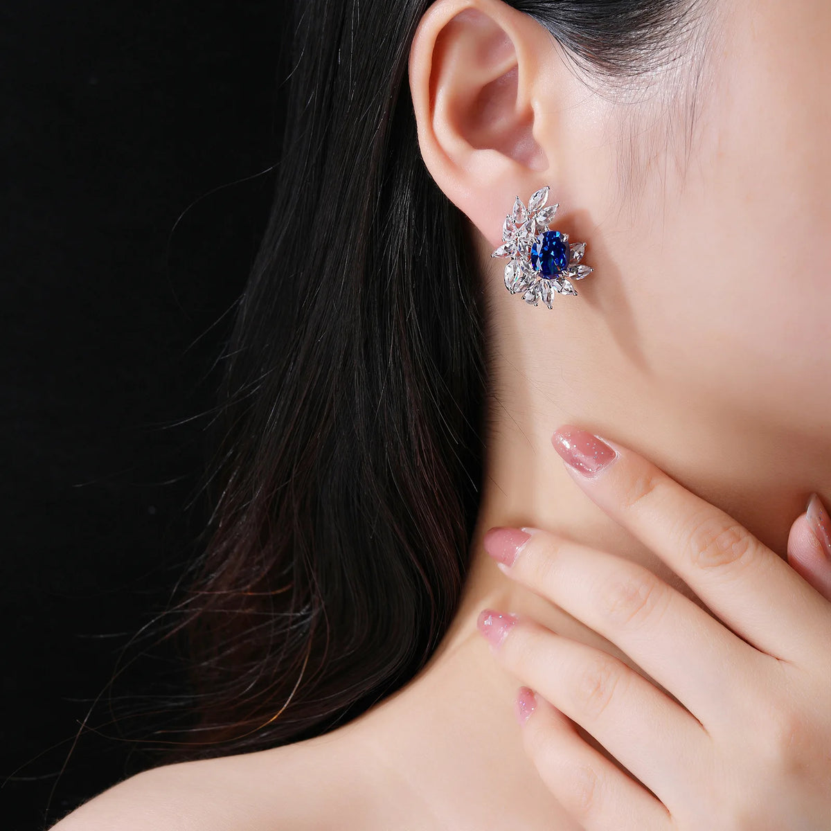 MuShan Jewelry 925 Sterling Silver Earring Designer 5A CZ Gemstones High Carbon Diamond 925 Sterling Silver Earrings Accessories