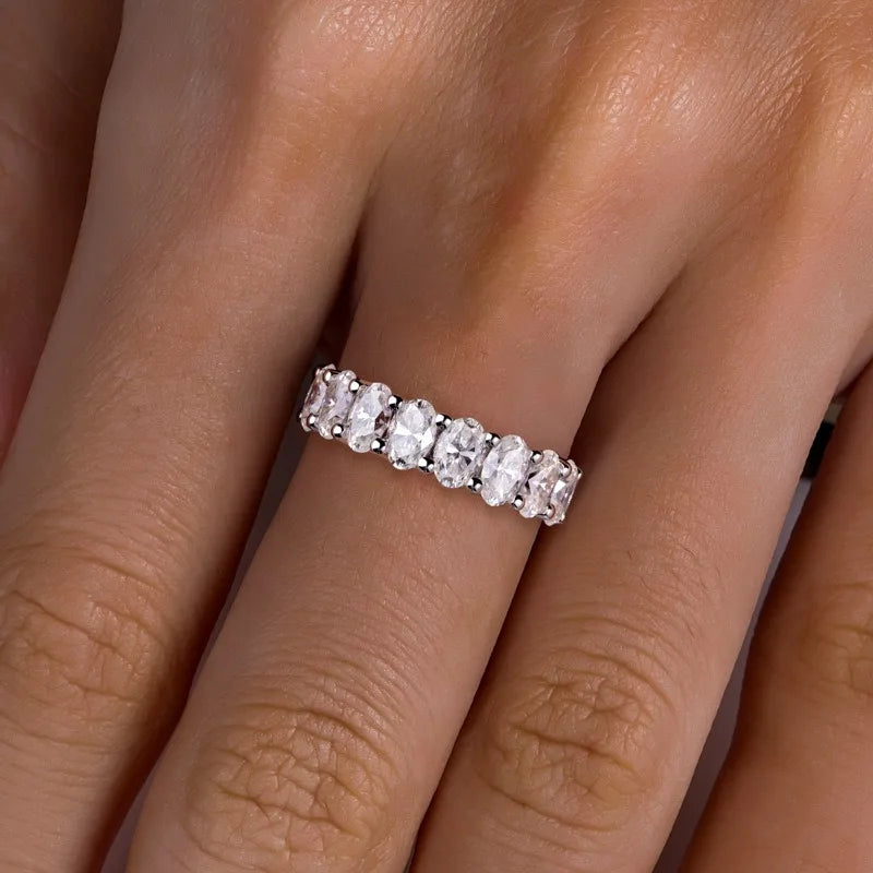 MUSHAN Luxury Jewelry 925 Sterling Silver Ring Band Women GRA Certificated Moissanite Diamond Emerald D Color Rings Fine Jewelry