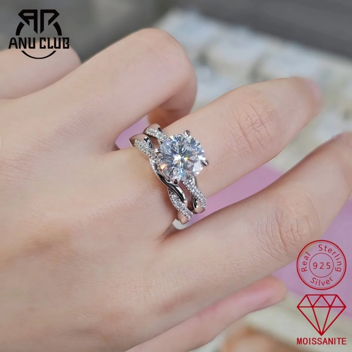 MUHAN Luxury Jewelry  925 Sterling Silver Ring Wedding Band  Women GRA Certificate Moissanite Diamond Rings D Color Fine Jewelry