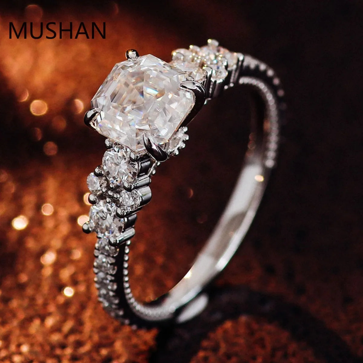 MUSHAN Luxury Custom 14K 18K Gold Rings Band Jewelry With Moissanite Diamond Lab Grown Gemstones Diamond Wedding Ring For Women