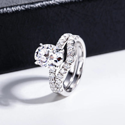 Anillo de plata de ley 925 de MuShan Luxury Jewelry, anillo encantador de moissanita VVS para esposa, bañado en oro auténtico de 18K, anillos con patente MST