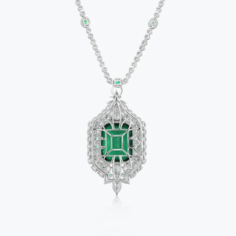 Collier MuShan Brand Jewelry en argent sterling 925 avec rubis de synthèse taille Asscher, plaqué or 18 carats, idéal pour un usage quotidien ou comme cadeau d'anniversaire pour femme