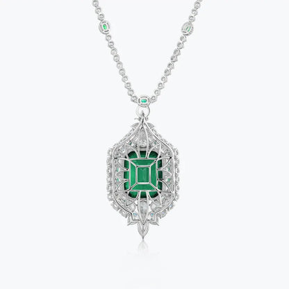 Collier MuShan Brand Jewelry en argent sterling 925 avec rubis de synthèse taille Asscher, plaqué or 18 carats, idéal pour un usage quotidien ou comme cadeau d'anniversaire pour femme