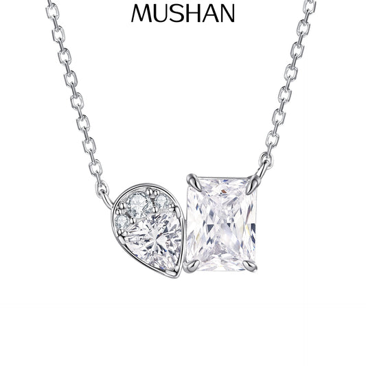 MuShan Brand Jewelry 925 Sterling Silver Necklace Zircon 7A Grade Choker Evening for Wife Rhodium Plated Premium Jewelry Pendant