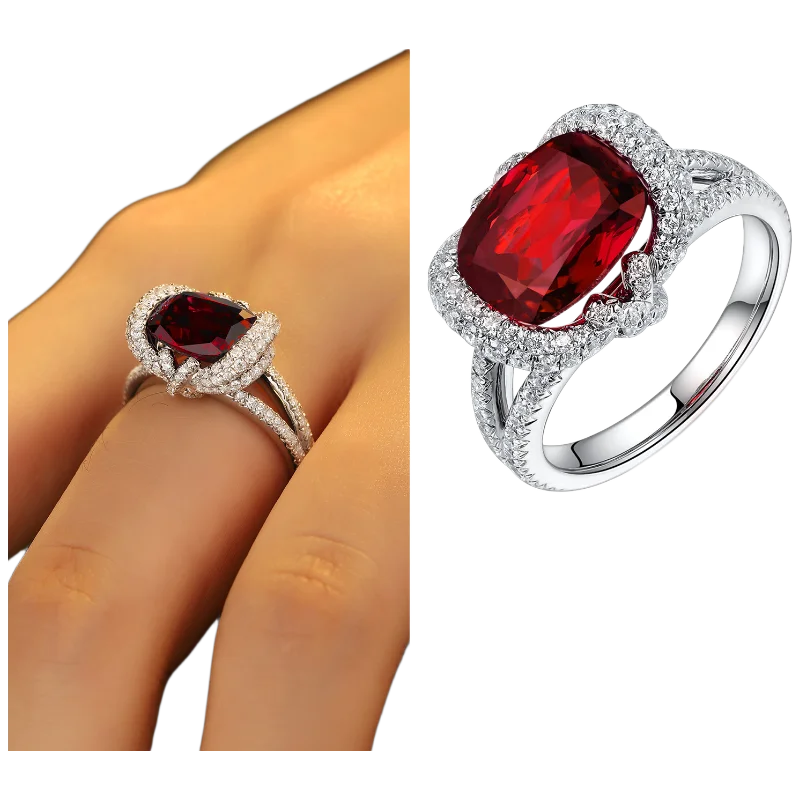 Bague MUSHAN Custom Jewelry en argent sterling 925 avec rubis rouge de laboratoire, bague de fiançailles princesse pour femme, plaquée or 18 carats