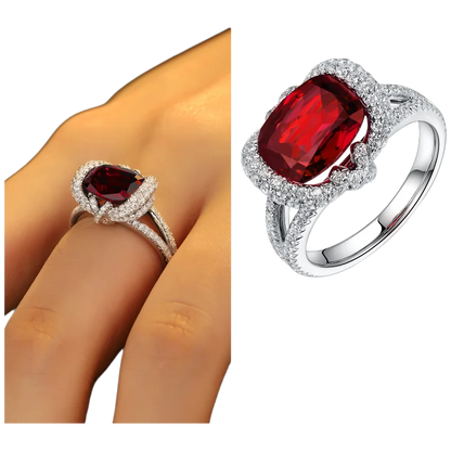 Bague MUSHAN Custom Jewelry en argent sterling 925 avec rubis rouge de laboratoire, bague de fiançailles princesse pour femme, plaquée or 18 carats