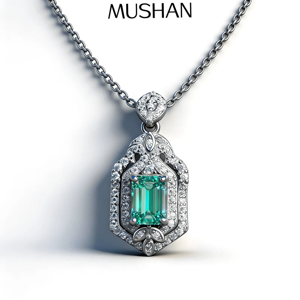 MuShan Jewelry 925 Sterling Silver Necklace Pendant Chain HCD Gemstones Minimalist Style Elegant Style Women Necklaces Jewelry