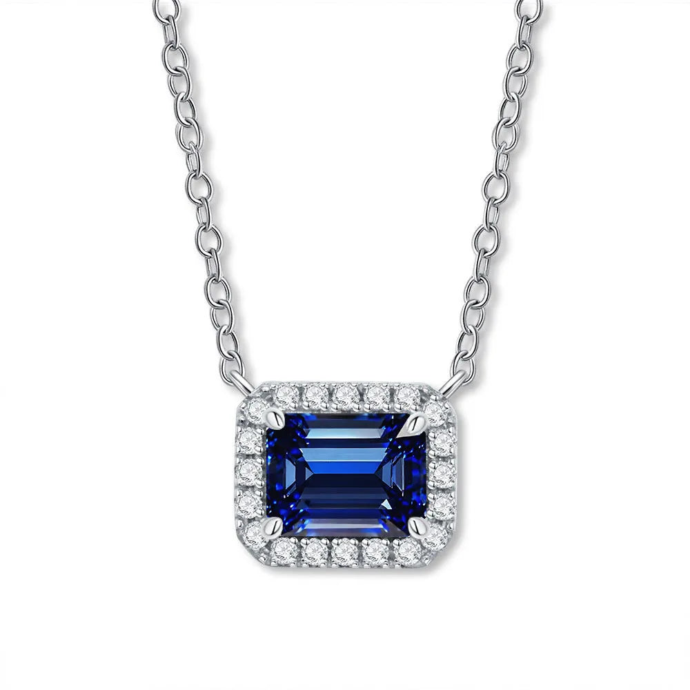 MUSHAN Bijoux de luxe pour femme, pendentif cube de sucre en argent sterling S925 avec diamant haut carbone, collier avec saphir et diamants